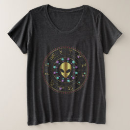 Horoskop Jeweled Entwurfs-Goldalien Große Größe T-Shirt