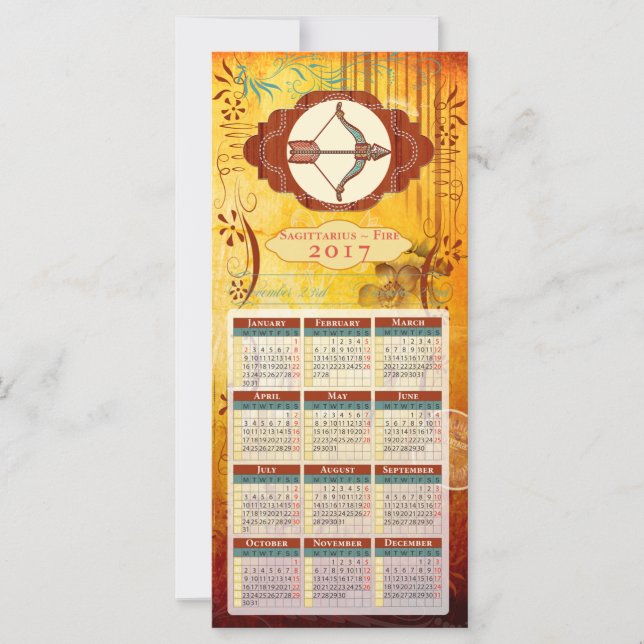 Horoskop Kalender Karte 2017 ~ Schütze (Vorderseite)