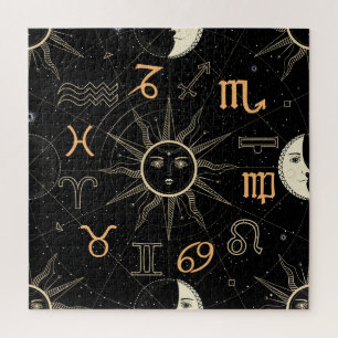 Horoskop-Kreis, Tierkreiszeichen, vintage. Puzzle
