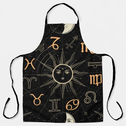 Horoskop-Kreis, Tierkreiszeichen, vintage. Schürze (Vorderseite)