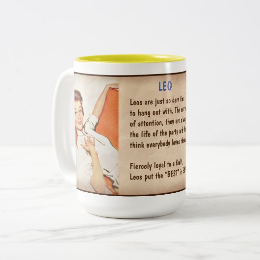 Horoskop: LEO (mit G) Zweifarbige Tasse (Vorderseite Links)