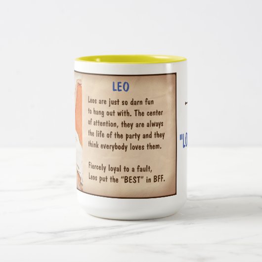 Horoskop: LEO (mit G) Zweifarbige Tasse (Mittel)