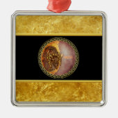 Horoskop mit goldener Folientextur mit schwarzer F Ornament Aus Metall (Vorne)