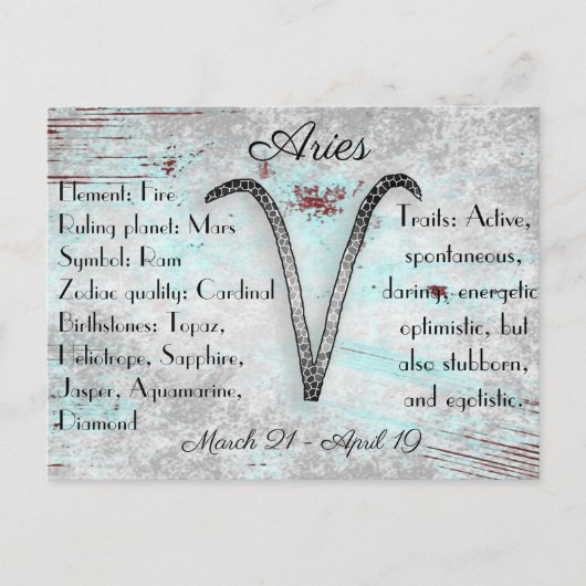 Horoskop Sign Aires Postkarte (Vorderseite)