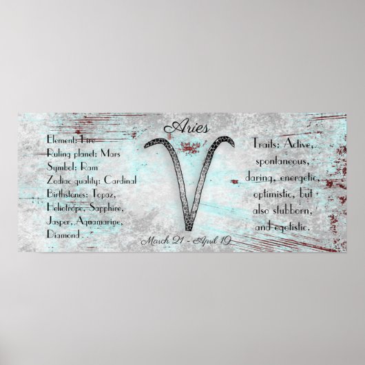 Horoskop Sign Aries Zodiac Astrologie Poster (Vorne)