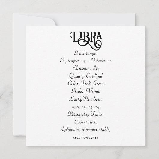 Horoskop Sign Libra Zodiac Ethereal Mystische Kuns (Rückseite)