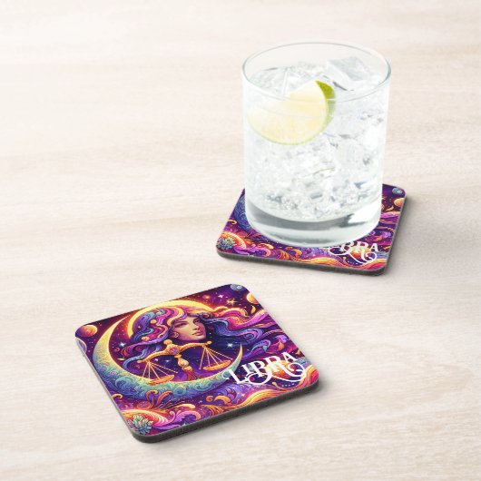 Horoskop Sign Libra Zodiac Ethereal Mystische Kuns Getränkeuntersetzer (Rechte Seite)