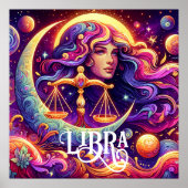 Horoskop Sign Libra Zodiac Ethereal Mystische Kuns Poster (Vorne)