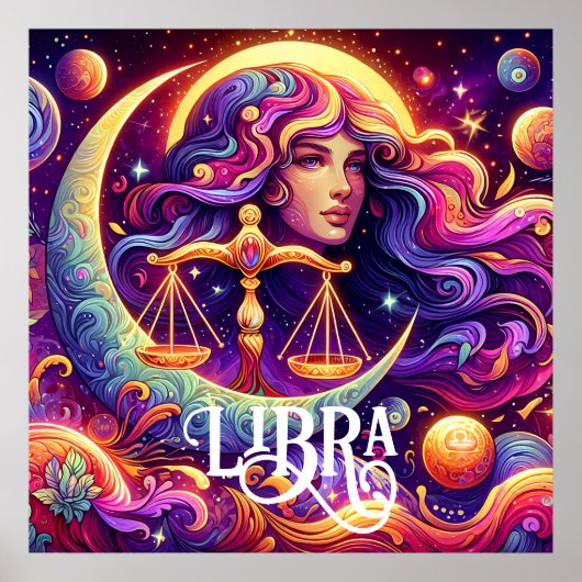 Horoskop Sign Libra Zodiac Ethereal Mystische Kuns Poster (Vorne)