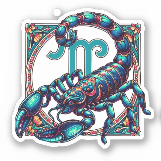 Horoskop Sign Scorpio | Blaue Skorpion Aufkleber (Vorderseite)