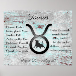 Horoskop Sign Taurus Bull Eigenschaften und Daten Poster