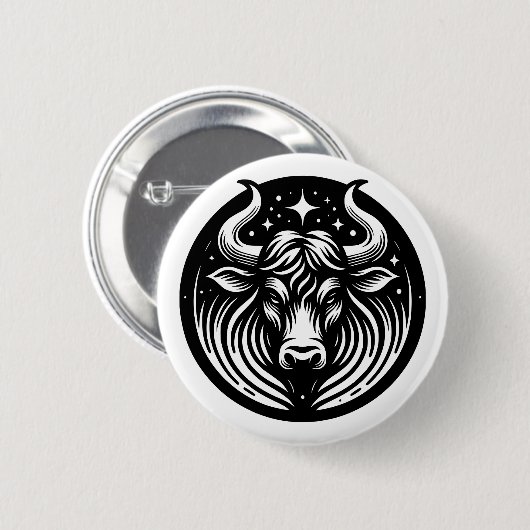 Horoskop Sign Taurus Bull Symbol Button (Vorne & Hinten)