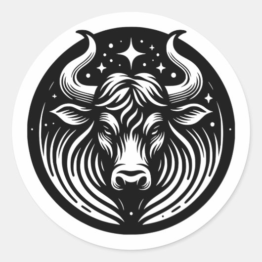 Horoskop Sign Taurus Bull Symbol Runder Aufkleber (Vorderseite)