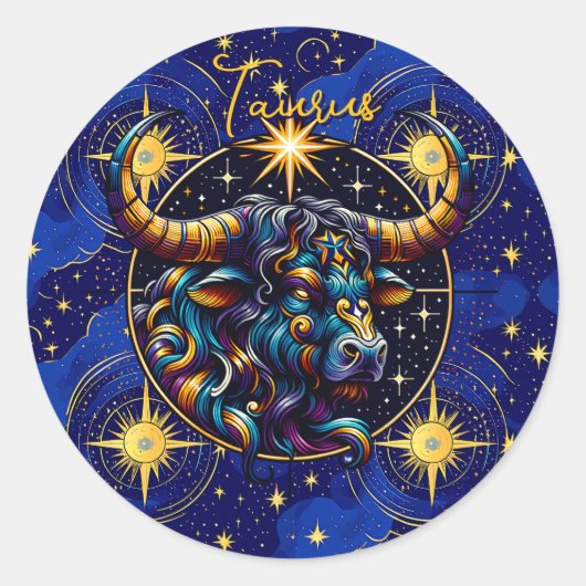Horoskop Signatur Taurus Zodiac Astrologie Runder Aufkleber (Vorderseite)
