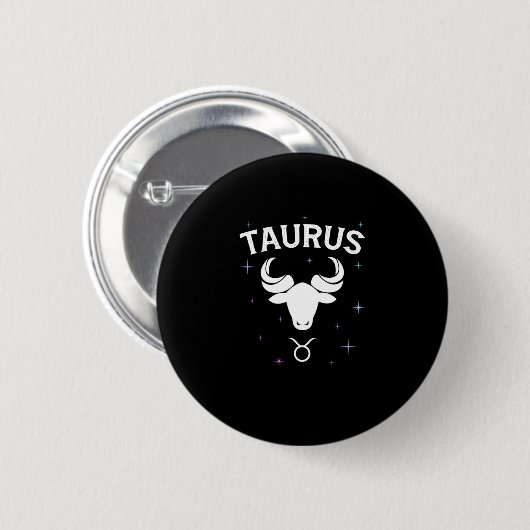 Horoskop Taurus Symbol Zodiac Zeichenkostume Button (Vorne & Hinten)