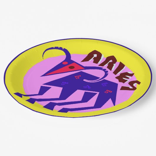 Horoskop-Tierkreis-Zeichen-Widder, Pappteller (Schrägansicht)