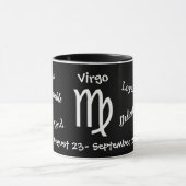 Horoskop Virgo Zeichenzüge Schwarz und Weiß Tasse (Zentrum)