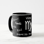 Horoskop Virgo Zeichenzüge Schwarz und Weiß Tasse (Vorderseite Links)