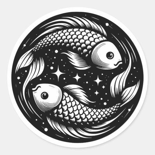 Horoskop-Zeichen Fische Karpfen Schwimmsymbol Runder Aufkleber (Vorderseite)
