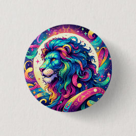 Horoskop-Zeichen Leo | Farbenfrohe Löwenkunst Button