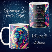 Horoskop-Zeichen Leo info | Farbenfrohe Löwenkunst Kaffeetasse