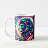 Horoskop-Zeichen Leo info | Farbenfrohe Löwenkunst Kaffeetasse (Links)