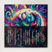 Horoskop-Zeichen Leo info | Farbenfrohe Löwenkunst Puzzle (Horizontal)