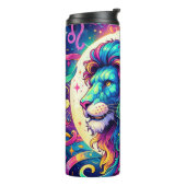 Horoskop-Zeichen Leo info | Farbenfrohe Löwenkunst Thermosbecher (Nach links gedreht)