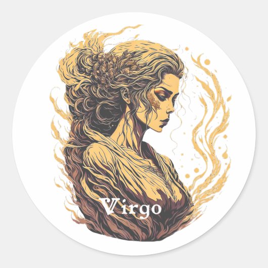 Horoskop-Zeichen Virgo Runder Aufkleber (Vorderseite)