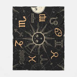 Horoskopkreis, Tierkreiszeichen, vintage. Fleecedecke