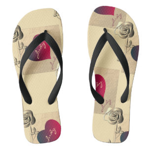 Hörpaare und Rose von Flip Flops Badesandalen