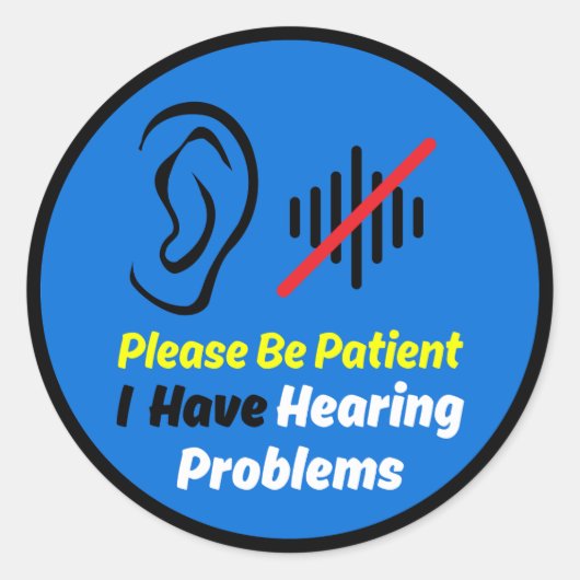 Hörprobleme Blaues Design Runder Aufkleber (Vorderseite)