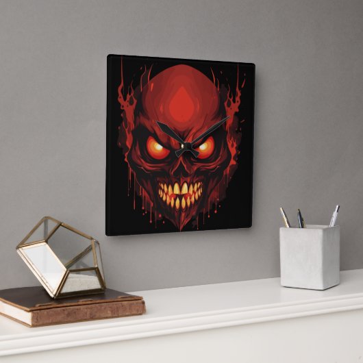 Horriating Hollow Quadratische Wanduhr (Büro)