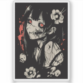 Horror anime girl aufkleber