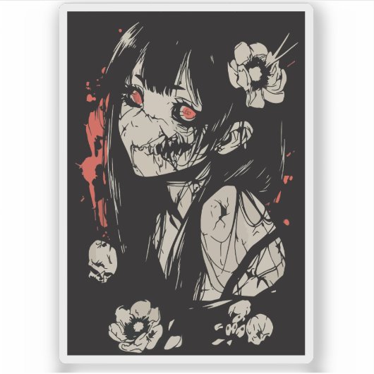 Horror anime girl aufkleber (Vorderseite)
