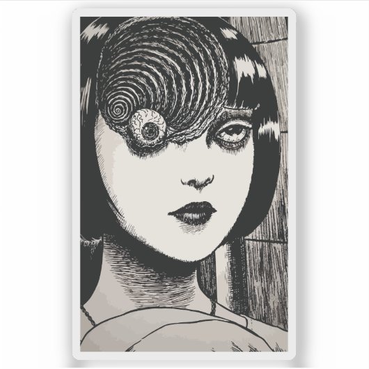 Horror-Anime-Mädchen Aufkleber (Vorderseite)