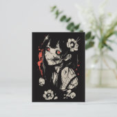 Horror-Anime-Mädchen Postkarte (Stehend Vorderseite)