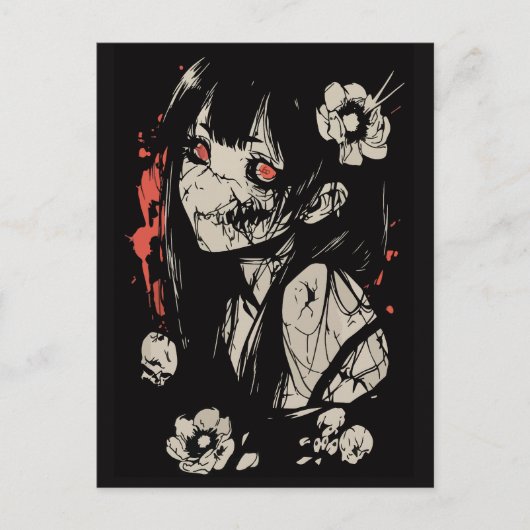 Horror-Anime-Mädchen Postkarte (Vorderseite)