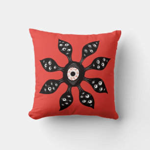 Horror Augen Blume Creepy Macabre Red Black Kissen