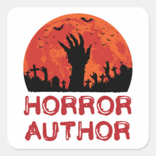 Horror Autor Schriftsteller Beängstigende Geschich Quadratischer Aufkleber