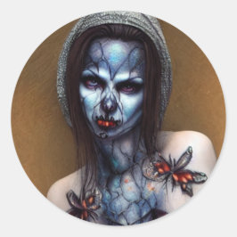 Horror beängstigende Frauen Klassischer Rundaufkle Runder Aufkleber