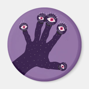 Horror bekommt Lila, graue Handaugen Magnet