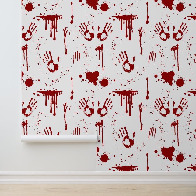 Horror Bloody Handprints Blood Spatter Halloween Tapete (Anwendung)
