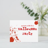 Horror Blut Spritzer Weißes Halloween Einladung (Stehend Vorderseite)