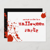 Horror Blut Spritzer Weißes Halloween Einladung (Vorne/Hinten)