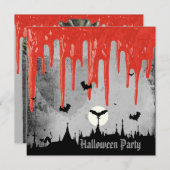 Horror Blut und Fledermäuse Halloween-Party Einladung (Vorne/Hinten)