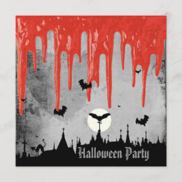 Horror Blut und Fledermäuse Halloween-Party Einladung