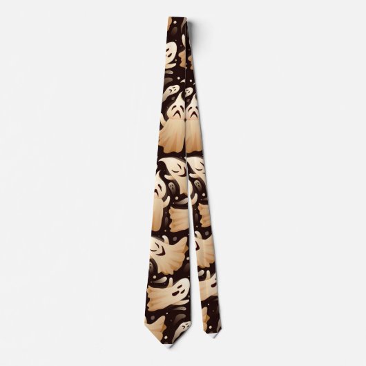 Horror Boo Ghost Halloween Pattern Krawatte (Vorderseite)