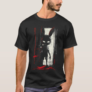 Horror Böser Hase Kaninchen Slasher Gruselige Tür T-Shirt