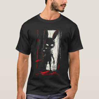 Horror Böser Hase Kaninchen Slasher Gruselige Tür T-Shirt